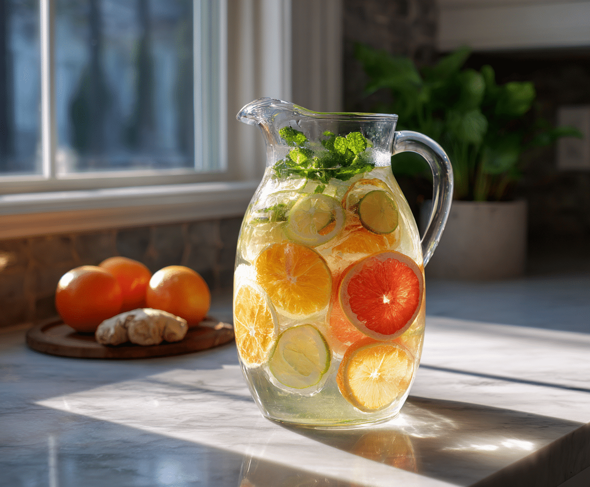Detox water recipe with citrus and mint