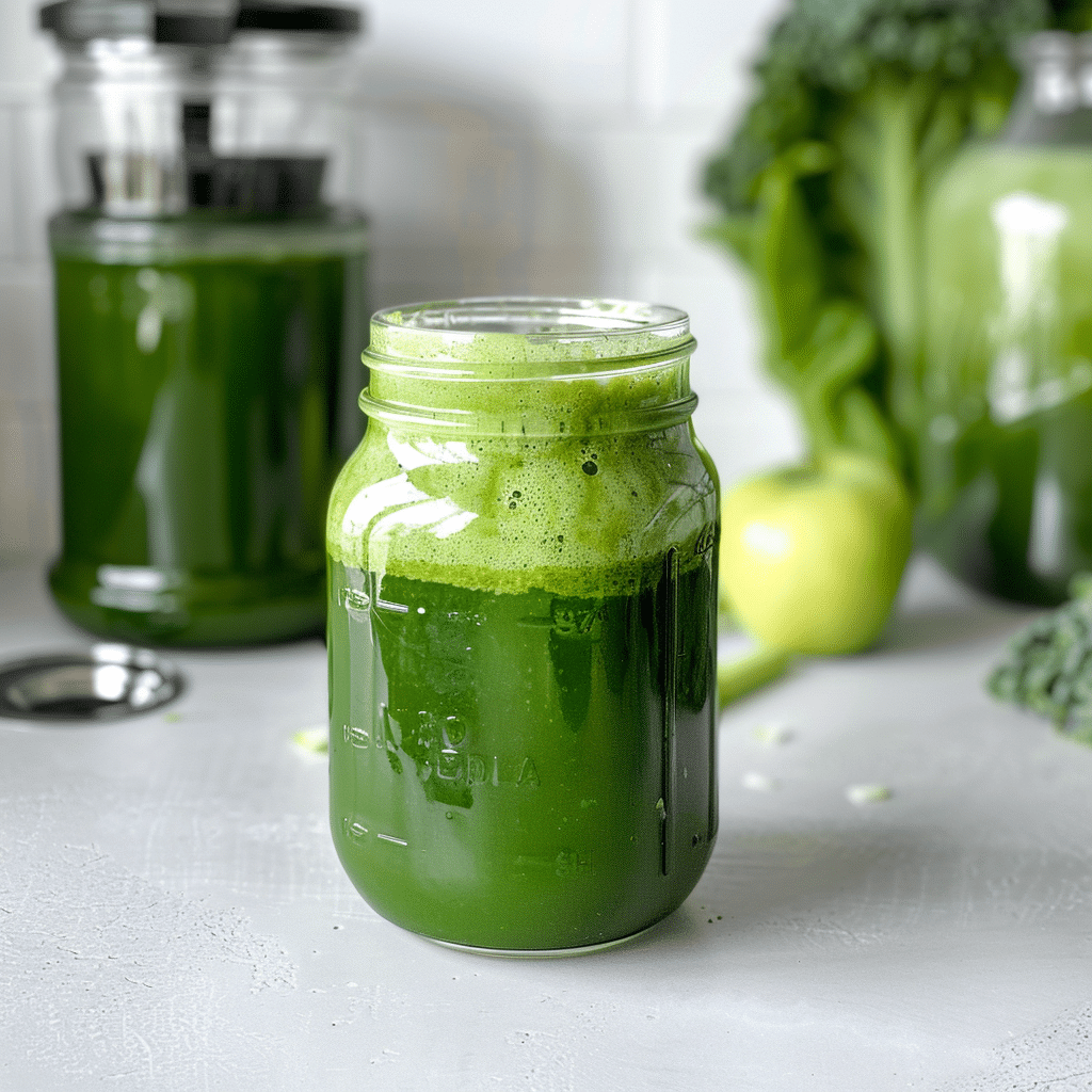 leafy green salad chips juice in a mason jar with kale and spinach