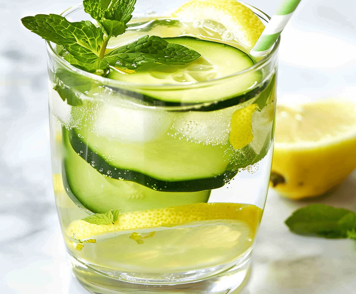 Natural weight loss drink recipes with lemon, mint and cucumber