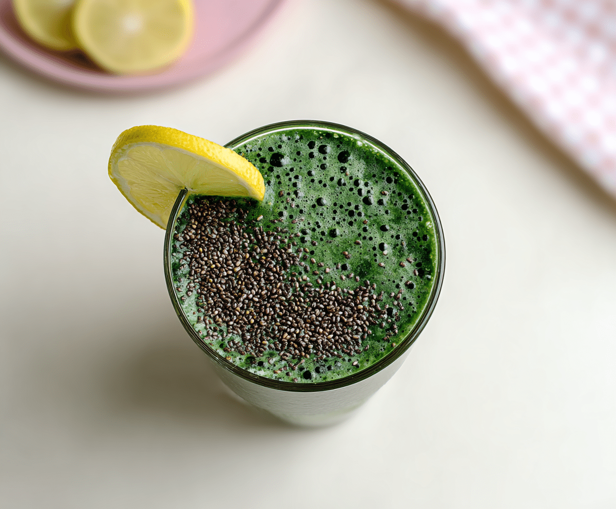 Superfood drink recipe with spirulina and chia