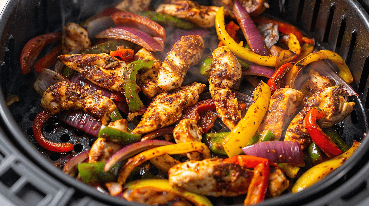 air fryer chicken fajitas with bell peppers and onions – sizzling Tex-Mex dish