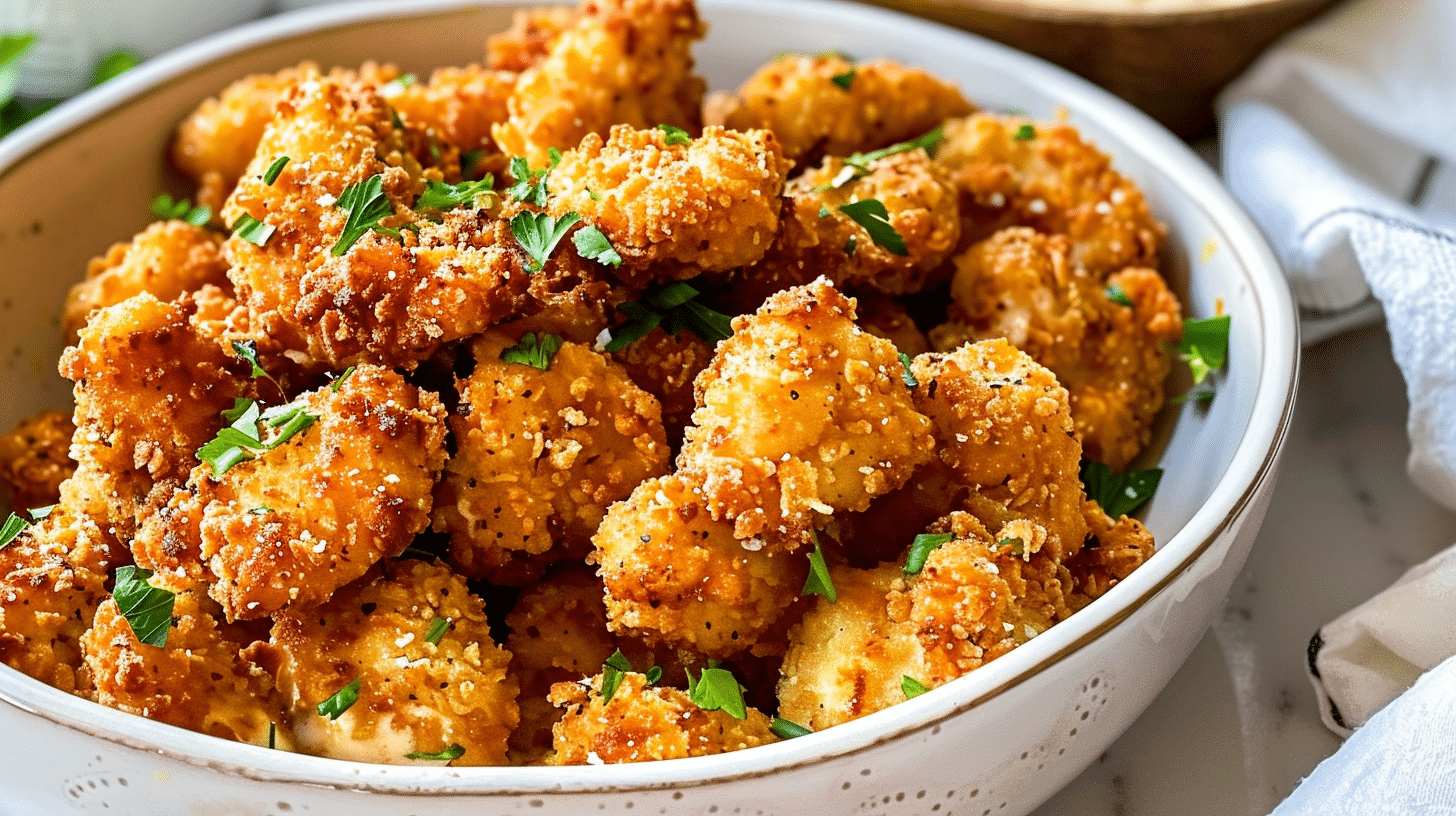 air fryer popcorn chicken with honey mustard dip
