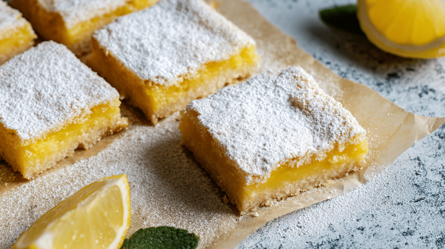 Air Fryer Lemon Bars with powdered sugar