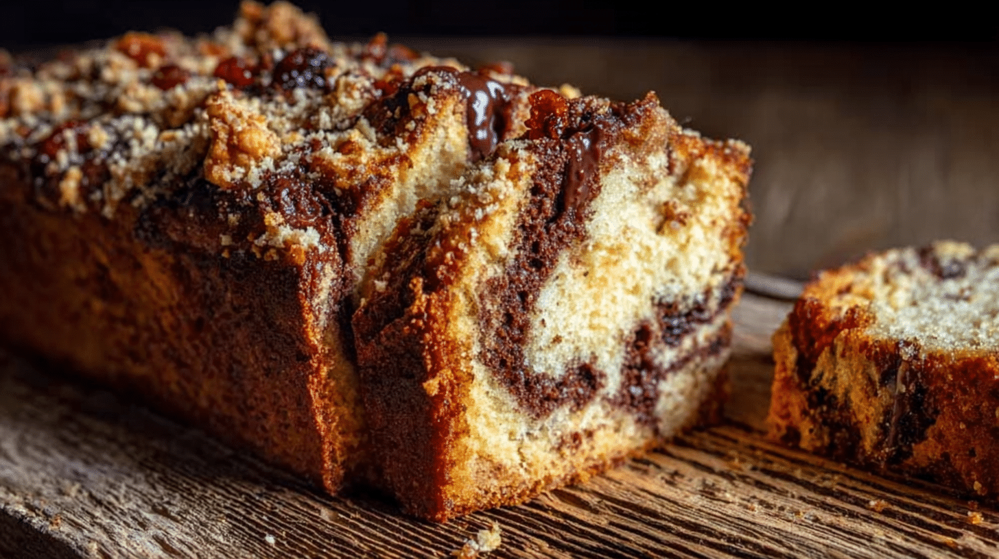 Air fryer marble pound cake with nut and fruit topping