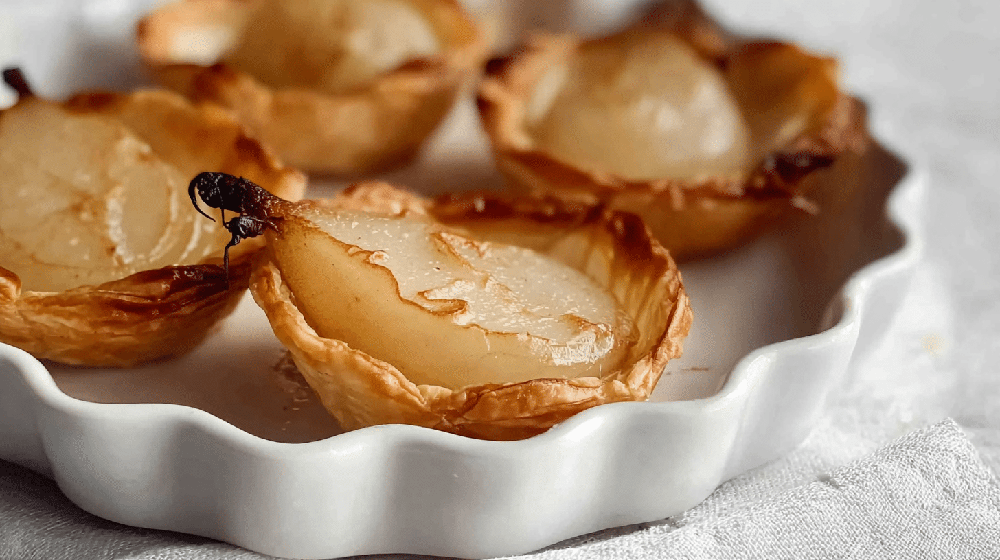 Air fryer pear tarts in flaky pastry cups