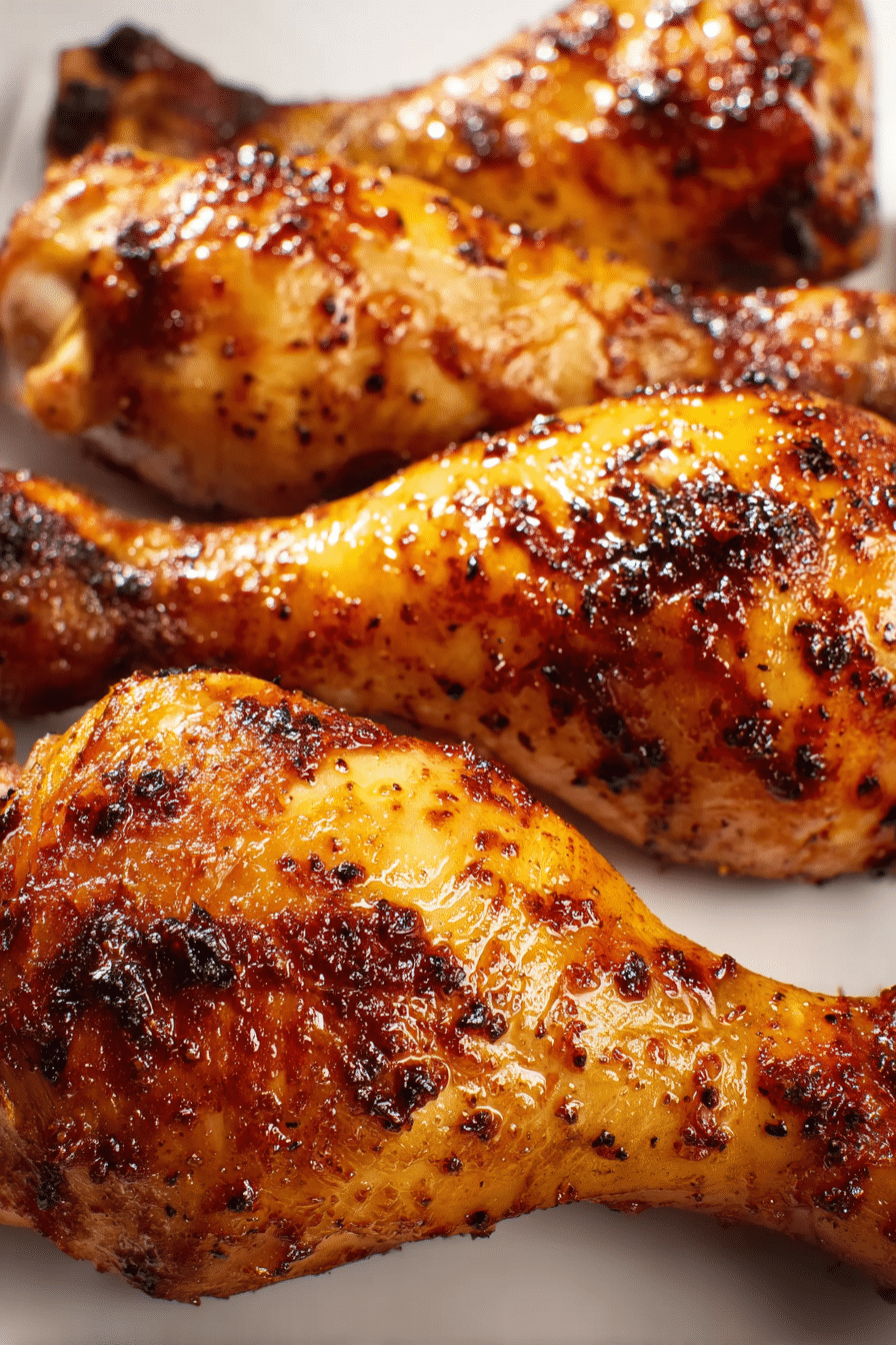 Crispy Orange Glazed Air Fryer Chicken Drumsticks Close-Up