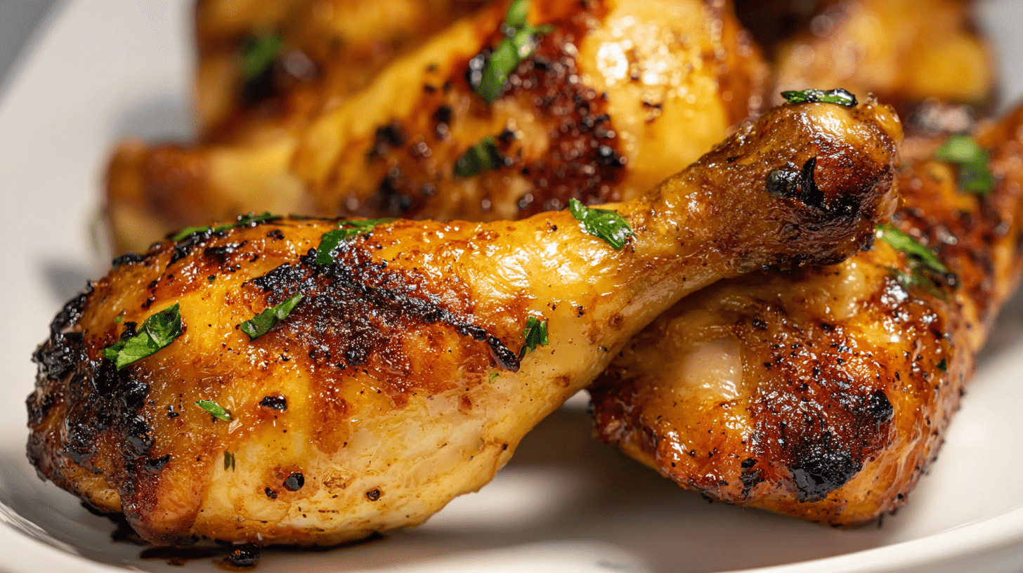 Orange Glazed Air Fryer Chicken with Crispy Skin and Fresh Herb Garnish