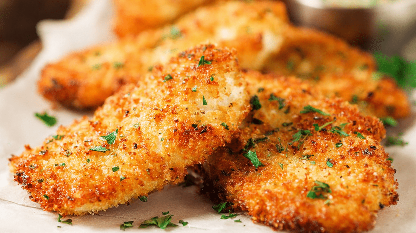 ranch-seasoned air fryer chicken fillets garnished with fresh parsley