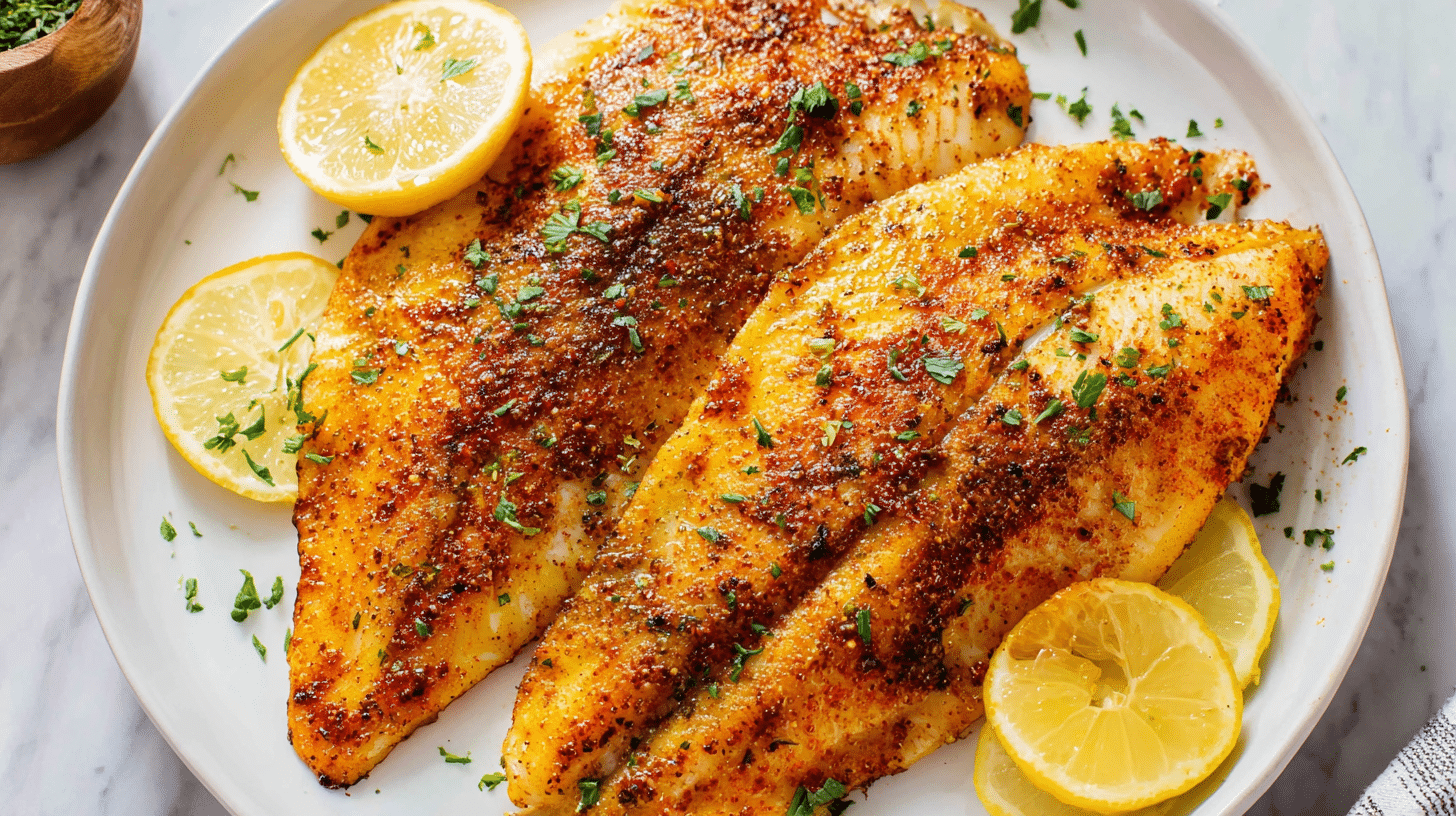 Air fryer tilapia fillets with no breading, seasoned with herbs and lemon