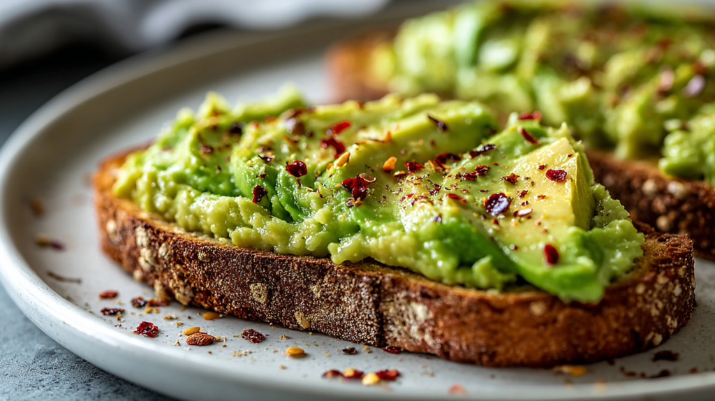 Home 7 Crispy air fryer avocado toast on sourdough with red pepper flakes