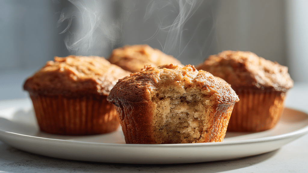 Golden air fryer banana bread muffins with moist interior