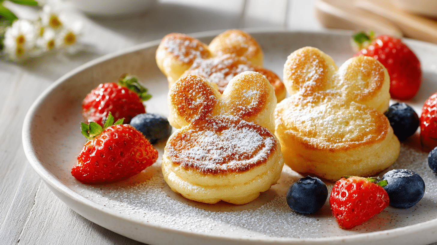 Air fryer bunny pancake bites shaped like Easter bunnies