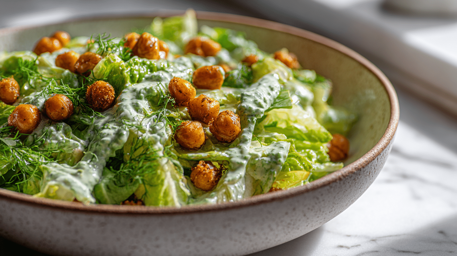 Green goddess salad for weight loss with crispy air fryer chickpeas