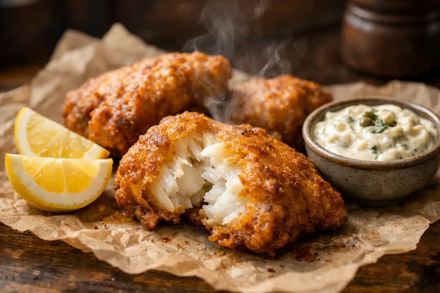 Air fryer Guinness battered cod with crispy golden coating