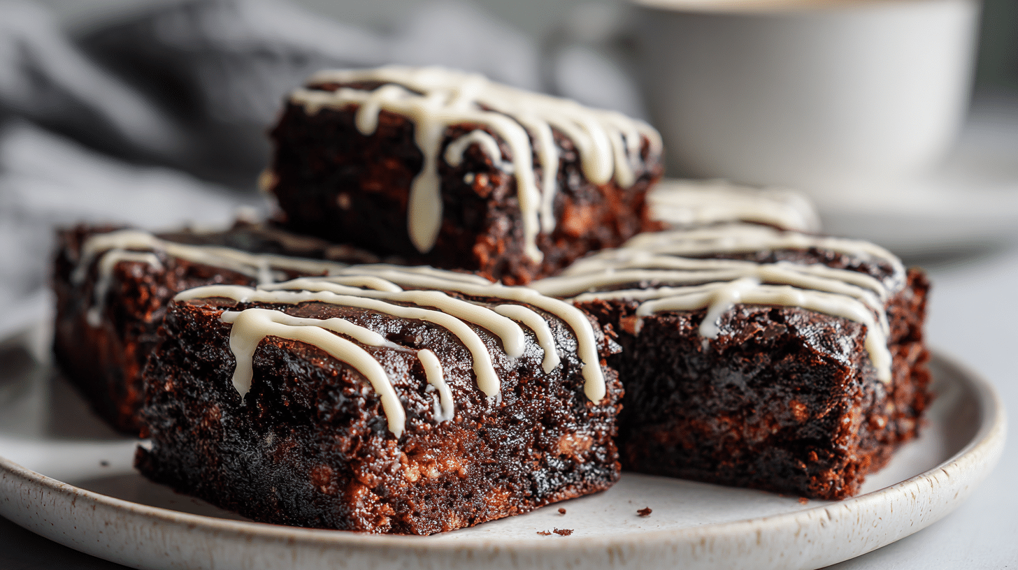 Hot cross bun air fryer brownies with white chocolate drizzle