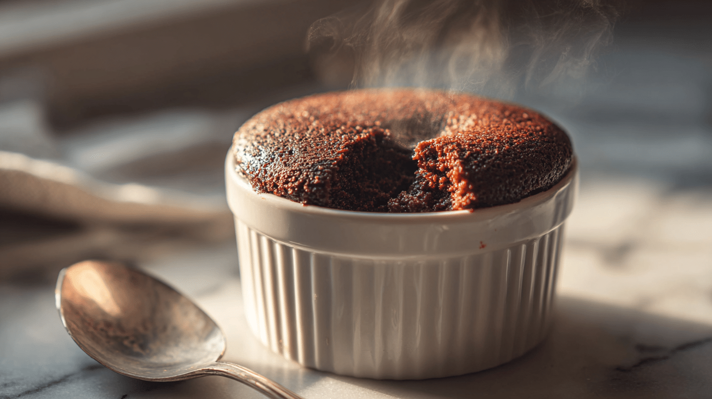 Air fryer low-calorie mug cake with fluffy chocolate texture