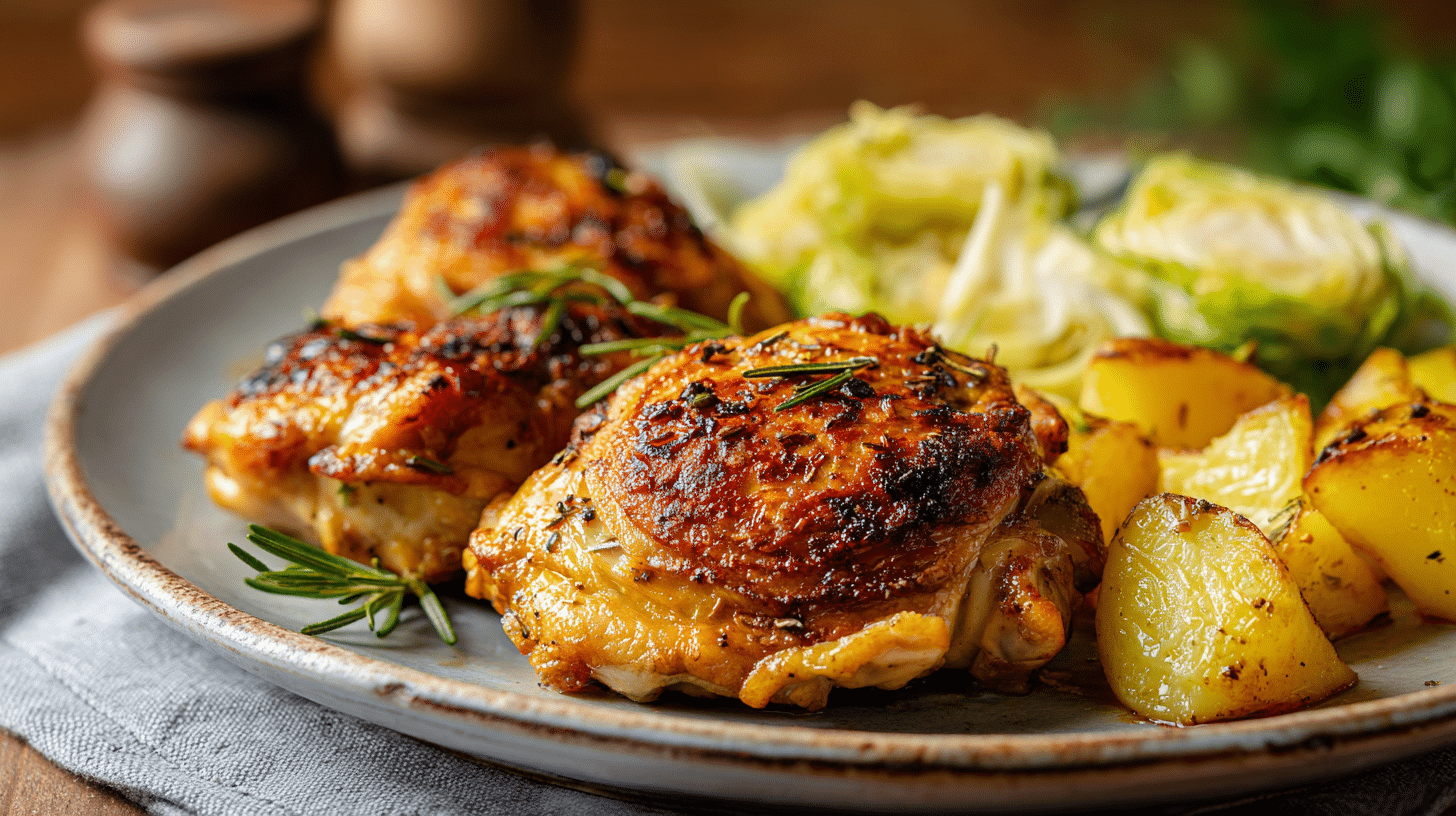 Air fryer Irish herb chicken thighs with rosemary and thyme